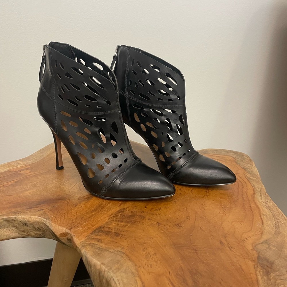 Black stiletto cut/out boots